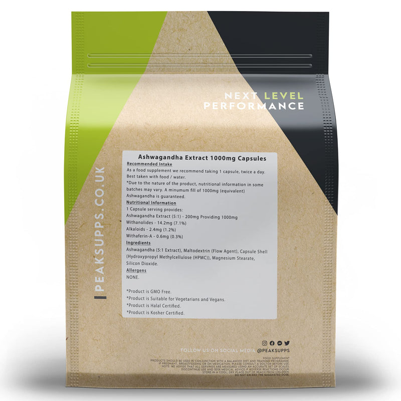 Ashwagandha Extract 1000mg Capsules - Energy - Adaptogen - 7% Withanolides (90) 90 Capsules - BeesActive Australia