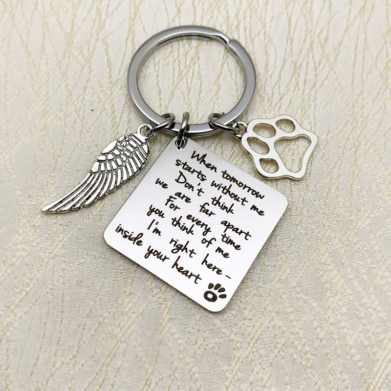 Pet Loss Sympathy Memorial Gift, When Tomorrow Starts Without Me Paw Prints Keychain for Loss of Pet Dog Cats Memorial Sympathy Keepsake Gifts Keychain - BeesActive Australia