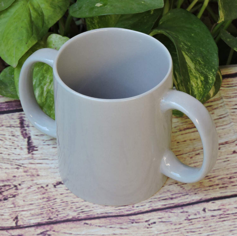 Dual Handle Mug | Two Handled Ceramic Drinking Mug for Secure Hold | 11.83 Fl. Oz. (350 Ml) - Grey Color - BeesActive Australia