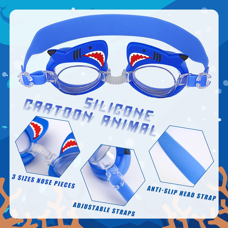 2 Pairs Swim Goggles for Kids, Toddler Swimming Goggles No Leak Anti Fog Toddler Goggles UV Protection Shark Unicorn Swimming Goggles with Ear Plugs for Girls Boys Pool - BeesActive Australia