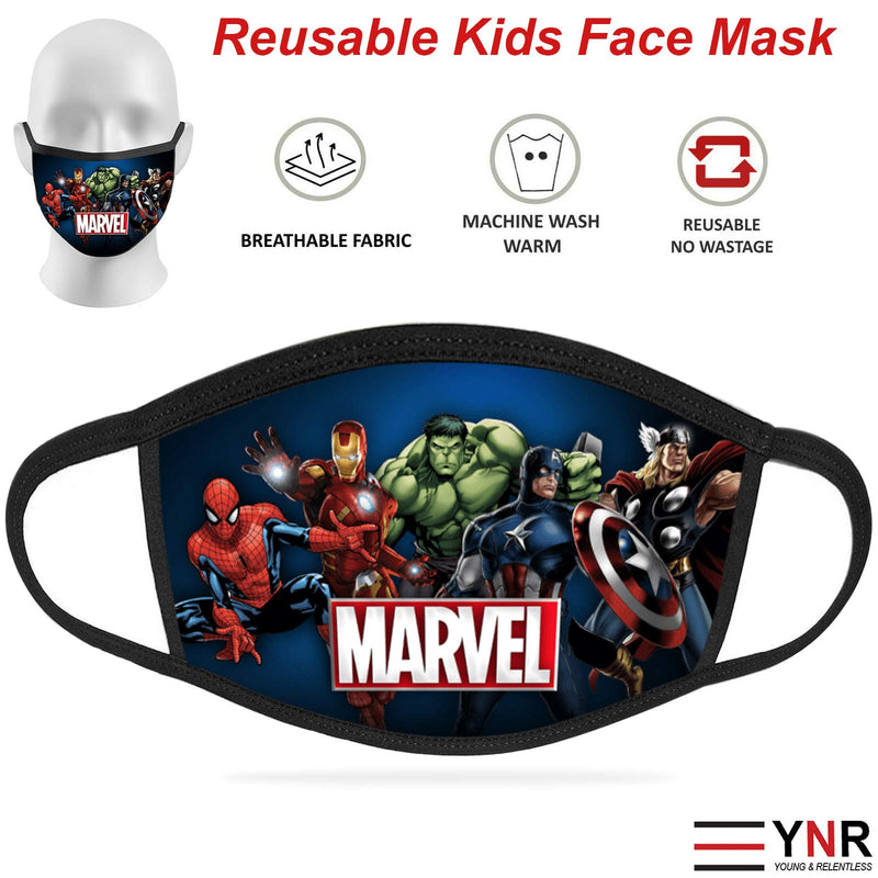 YNR Kids Boys Girls Face Mask Washable Breathable Reusable Mouth Protection Fun Printable Marvel - BeesActive Australia