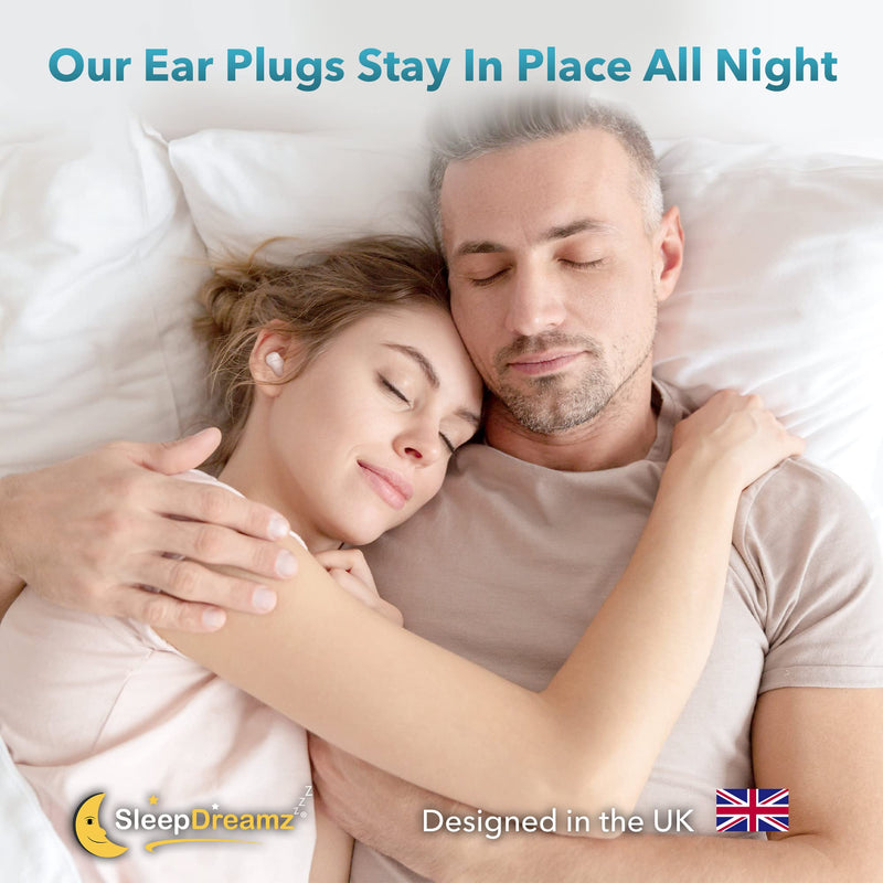 Silicone Ear Plugs for Sleeping – 6 Pairs of Noise Cancelling Ear Plugs – Offering Snoring Relief & Protection from Other Loud Noises, with Our Sleep Ear Plugs - UK Brand, SleepDreamz® White 12 Count (Pack of 1) - BeesActive Australia