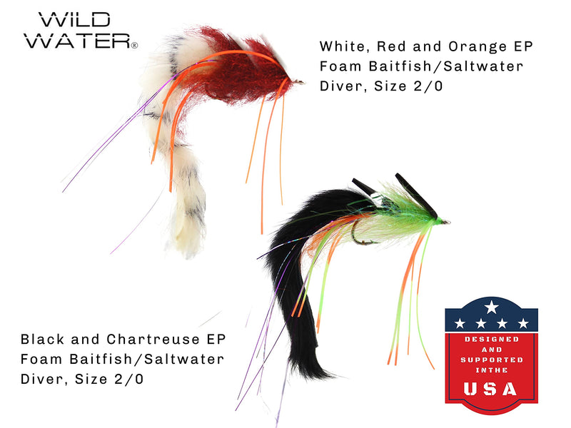 Wild Water Fly Fishing EP Top Water Baitfish Assortment, 12 Flies with Wild Water's 6 Section Fly Box - BeesActive Australia