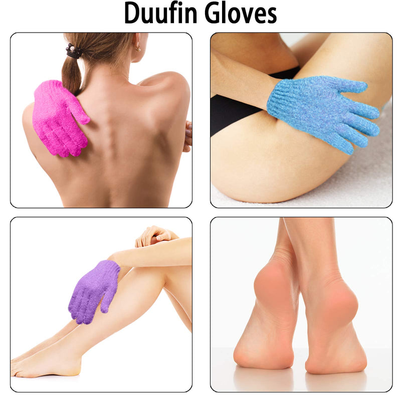 Duufin 14 Pairs Exfoliating Gloves Exfoliator Shower Glove Body Scrubber Bath Gloves for Shower, Spa, Massage, Body Scrub Light Color - BeesActive Australia
