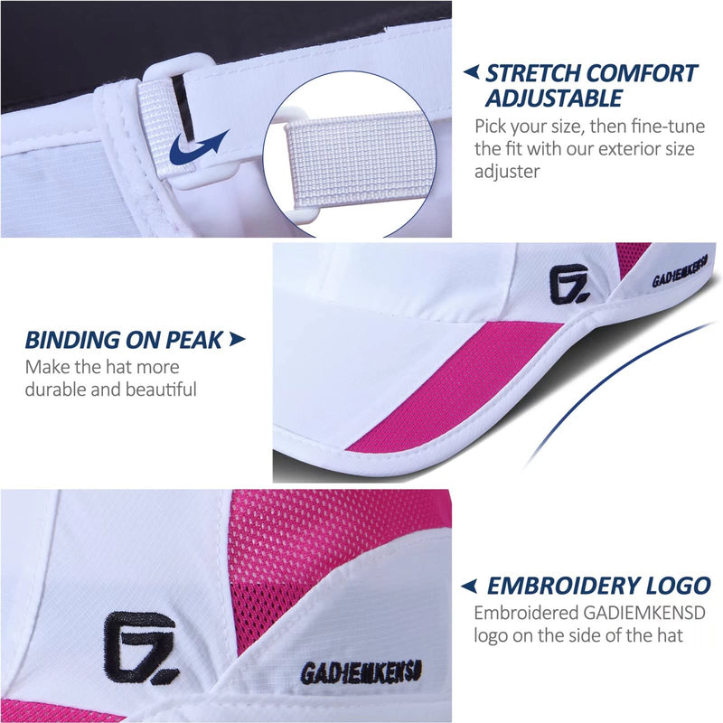 GADIEMKENSD Outdoor Running Hat Unstructured Sports Cap Quick Dry Mesh for Adults White 7-7 1/2 - BeesActive Australia