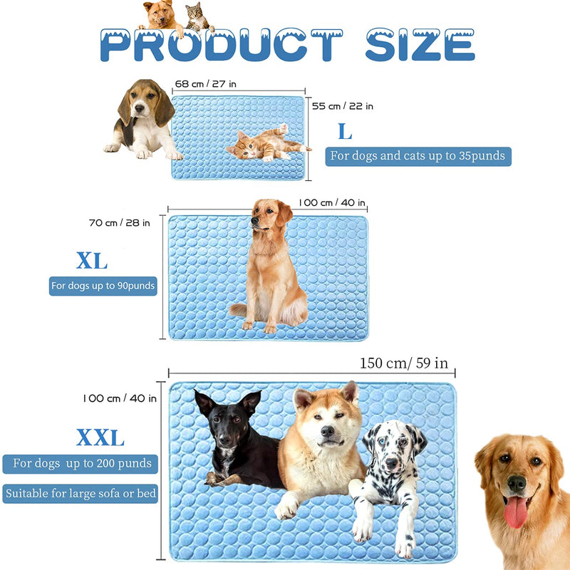 Pet Cooling Mat, Keep Cool in Summe, Perfect Indoors, Outdoors or in The Car XL-40" x 28" Blue - BeesActive Australia
