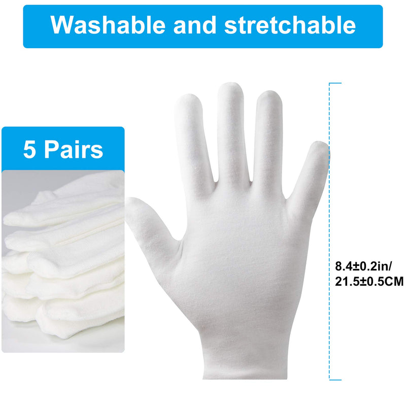 5Pairs(10Pcs) Moisturizing Gloves Overnight, Cotton Gloves for Dry Hands Eczema,White Cotton Gloves for Men and Women,Washable SPA Cotton Inspection Gloves, One Size Fit Most Cloth Gloves - BeesActive Australia