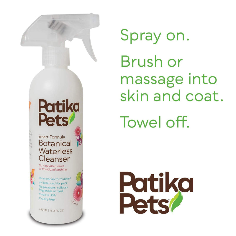 Patika Pets | Botanical Cleanser for Dogs & Cats, Waterless Shampoo & Gentle Conditioner Spray, No Rinse Formula, Paraben Free, Natural Ingredients for Sensitive Itchy Skin - 16.2oz - BeesActive Australia