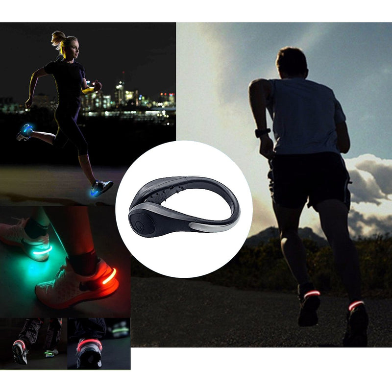 TEQIN LED Flash Shoe Safety Clip Lights for Runners & Night Running Gear - Reflective Running Gear for Running, Jogging, Walking, Spinning or Biking - (Set of 2) Black Shell Colorful Light - BeesActive Australia