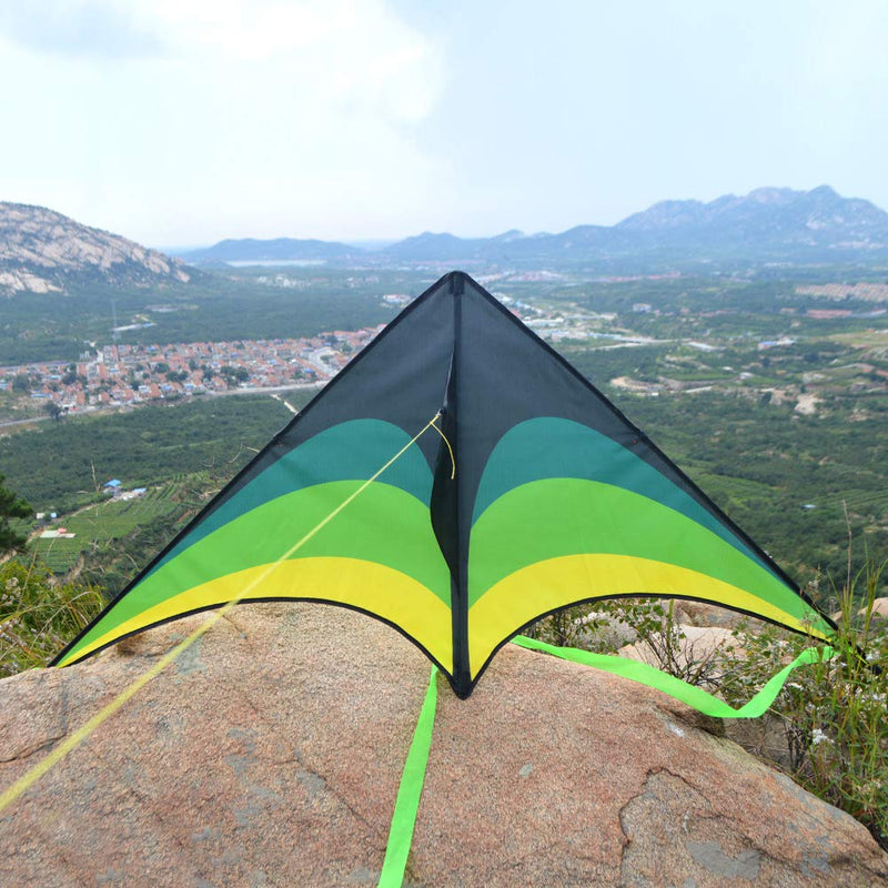 Mint's Colorful Life Delta Kite for Kids & Adults, Extremely Easy to Fly Kite, Best Kite for Beginner Black Green - BeesActive Australia