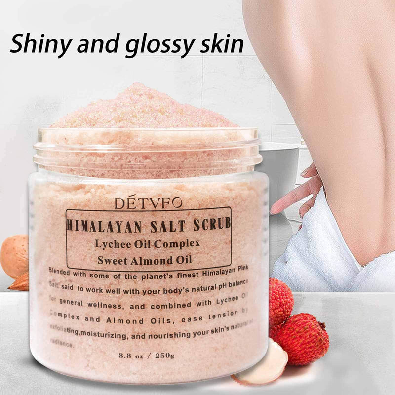 ALINICE Himalayan Salt Body Scrub with Lychee Oil Complex and Sweet Almond oils, Exfoliating Salt Scrub to Exfoliate & Moisturize Skin, Deep Cleansing - 8.8 oz - BeesActive Australia