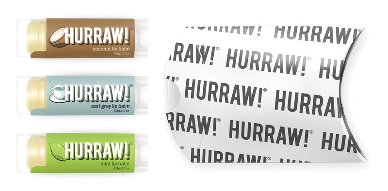 Hurraw! Coconut, Earl Grey, Mint Lip Balms, 3 Pack Bundle: Organic, Certified Vegan, Cruelty and Gluten Free. Non-GMO, 100% Natural Ingredients. Bee, Shea, Soy and Palm Free. Made in USA Coconut, Earl Grey, Mint - Bundle - BeesActive Australia
