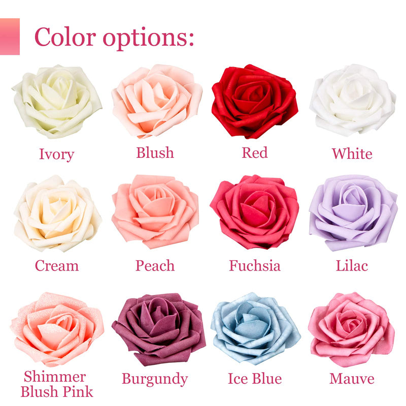 RCZ Décor Shimmer Blush Pink Artificial Flowers | Includes: 50 Roses with Stems and 20 Leaves - BeesActive Australia