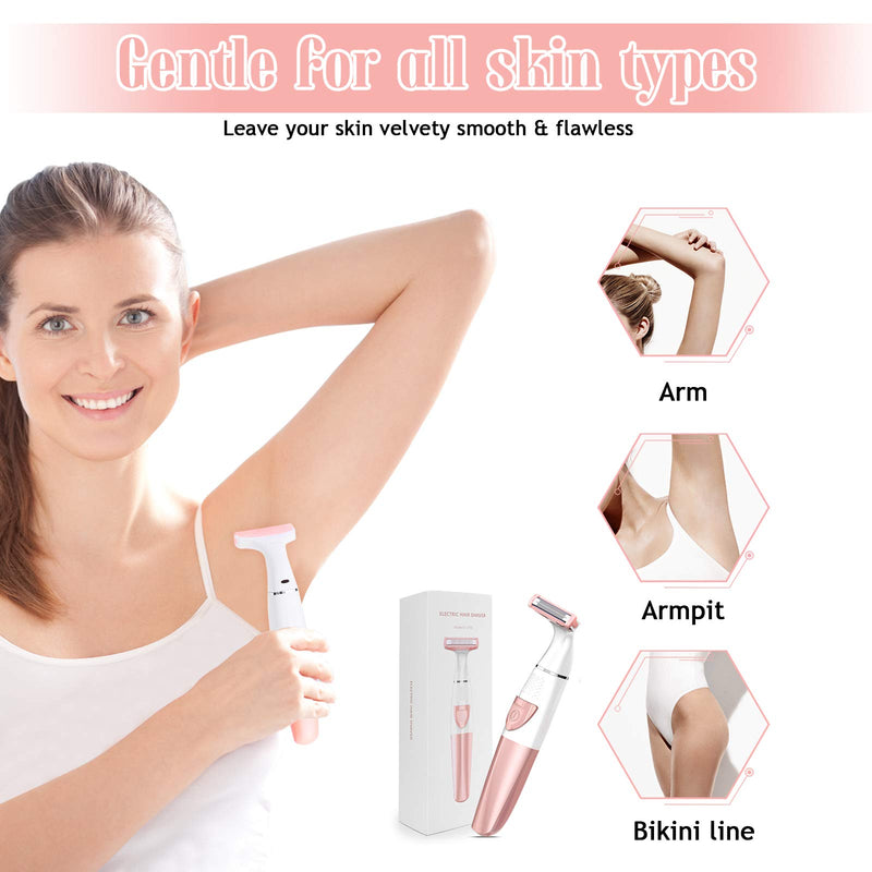Electric Lady Shaver Womens Bikini Trimmer Body Razor for Women Legs Underarms Public Hair, Wet and Dry Use, Battery Powered, Cordless - BeesActive Australia