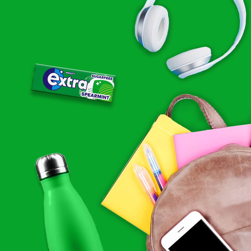 Wrigley's Extra Sugarfree Chewing Gum, Refreshing Spearmint Flavour, Freshens Breath, With Xylitol, Helps with Oral Hygiene for Healthy Teeth and Gums 30 x 10 Packs Single - BeesActive Australia