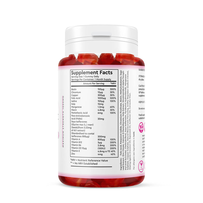 Meno Gummies - Menopause & Perimenopause Supplement - 30 Vegan High Strength Meno Gummies - Berry Flavour - BeesActive Australia