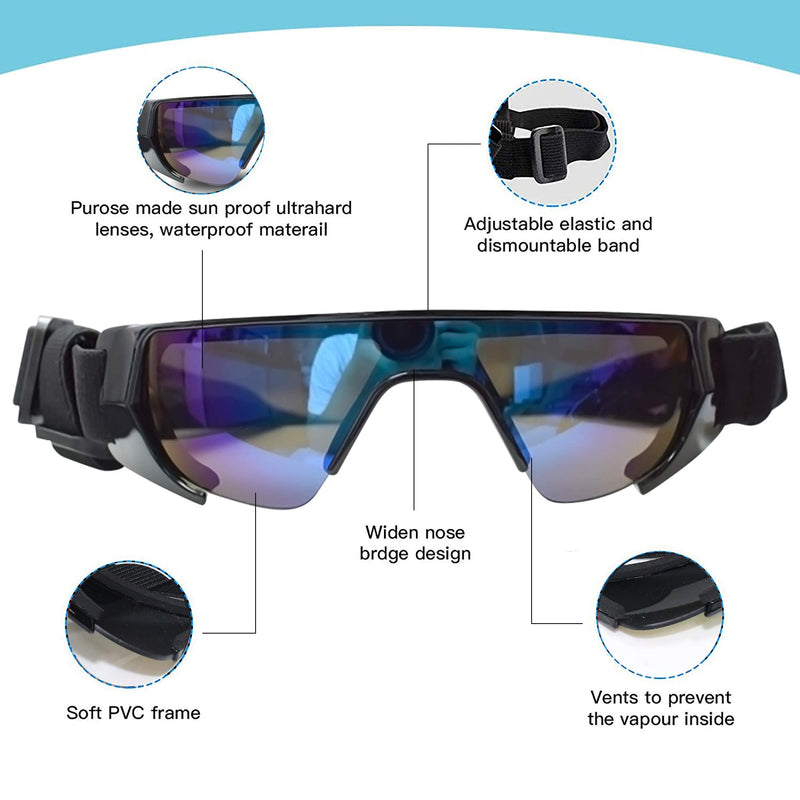 URBEST Dog Goggles, Eye Protection (New Version) for Small Dog Sunglasses Waterproof Windproof UV Protection for Doggy Puppy Cats Dark Blue - BeesActive Australia