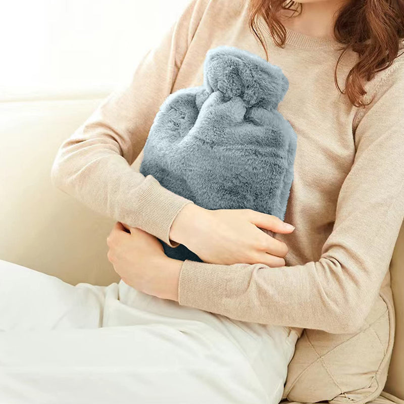 Bonilife Hot Water Bottle with Fluffy Cover-Soft Luxury, 1.8L Large Hot Water Bottle as Great Gift for Women and Men, Warm Hot Water Bag for Bed, Cosy Nights, Pain Relief, Back, Neck-Darkgrey Dark Grey - BeesActive Australia