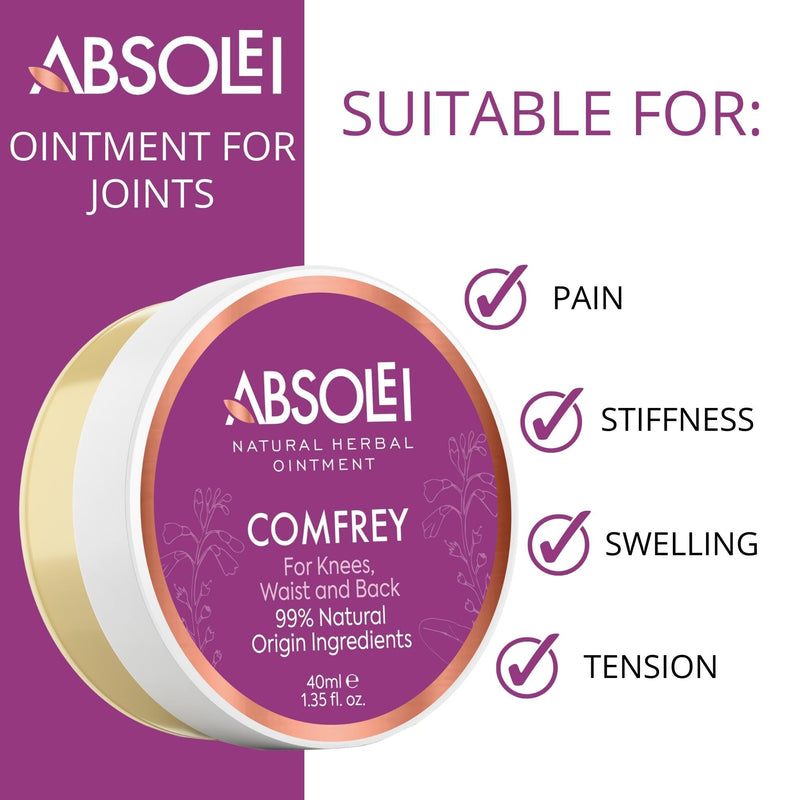 Absolei Comfrey Ointment, Natural Joint Ointment for Pain, Stiffness, Swelling and Tension, 40 ml - BeesActive Australia