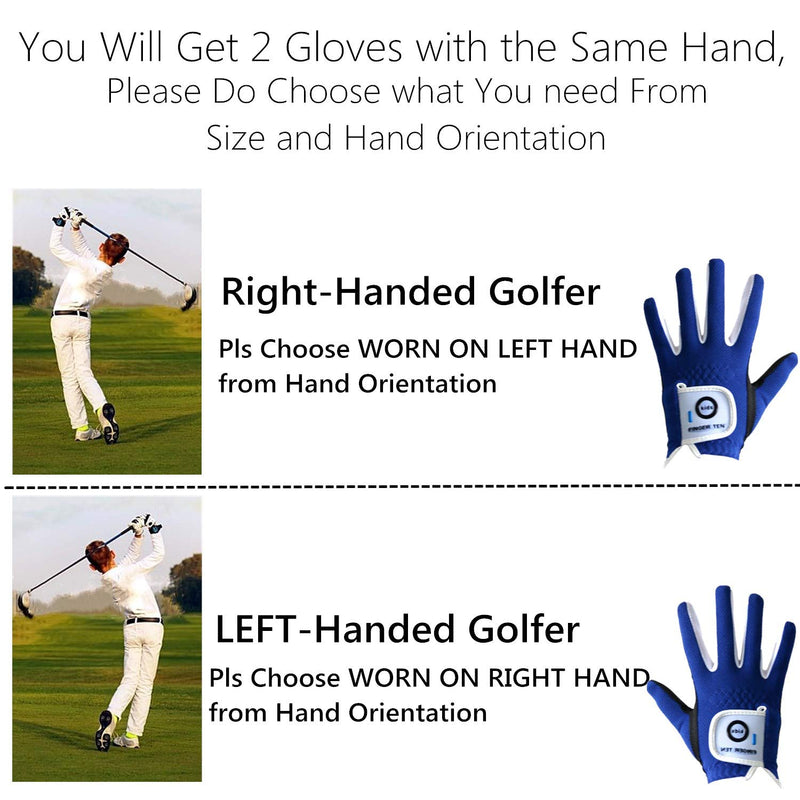 FINGER TEN 2018 Junior Kids Youth Toddler Boys Girls Dura Feel White Blue Red Yellow Left Hand Right Hand Golf Gloves Extra Value 2 Pack (Age 2-10 Years Old) Small(Age 2-4) Blue Worn on Left Hand(Right-Handed Golfer) - BeesActive Australia