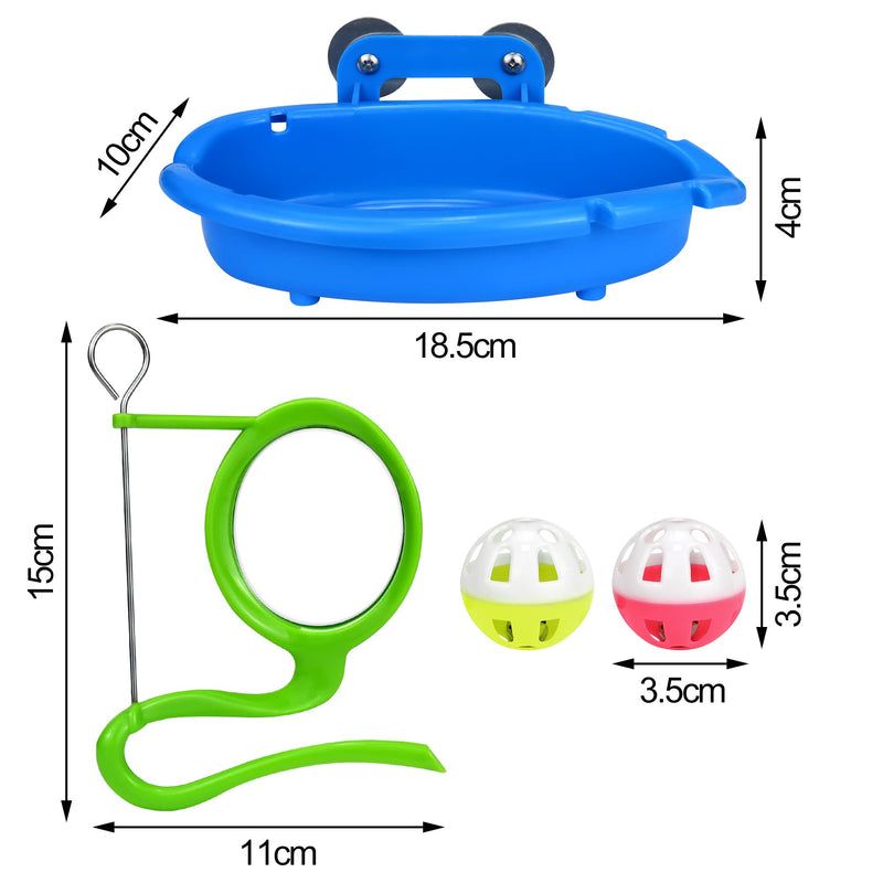 Upgraded Bird Bath for Cage Hanging Bird Bath Tub with Bell Hanging Mirror Parrots Bathing Tub Bird Feeder Bowl Bird Shower Bathing Birdcage Accessories Budgie Toys for Small Birds Canary Lovebirds - BeesActive Australia