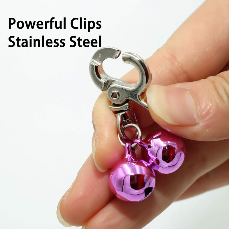 KITTAIL Bells for Dog Collars - 2 Pack Stainless Steel Bell Necklace for Dogs & Cat - Pet Pendant Accessories Training Collar Charm with Heavy Duty Snap Clips Silver & Pink - BeesActive Australia