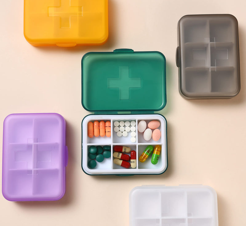 Pill Box Weekly, Portable Pill Organiser 6 Compartment, Daily Pill Box Organiser 6 Day，Holds Medication, Health Products or Small Accessories，Organiser Box Fit Easily Into a Pocket or Bag (Purple) Purple - BeesActive Australia