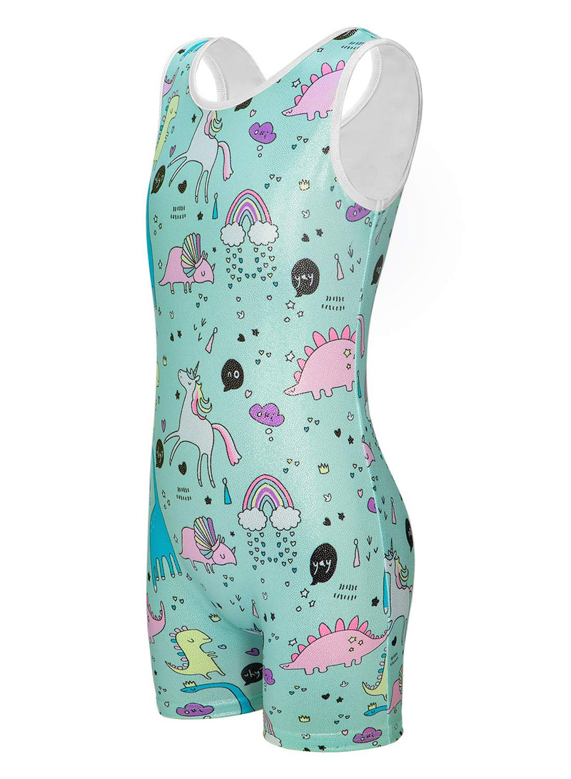 Gymnastics Leotards for Girls Toddlers Biketards Unicorn Dinosaur Rainbow Mermaid Leopard Donut Galaxy 1-2T Aqua Blue - BeesActive Australia