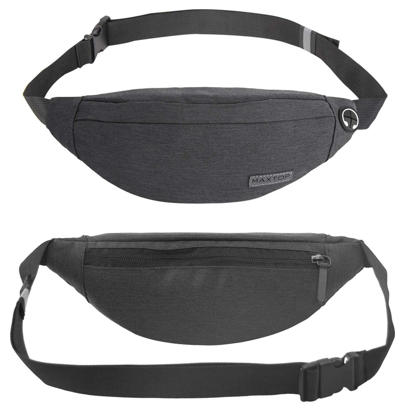 MAXTOP Fanny Pack for Men Women Waist Pack Bag with Headphone Jack and 3-Zipper Pockets Adjustable Straps Dark Grey Medium - BeesActive Australia