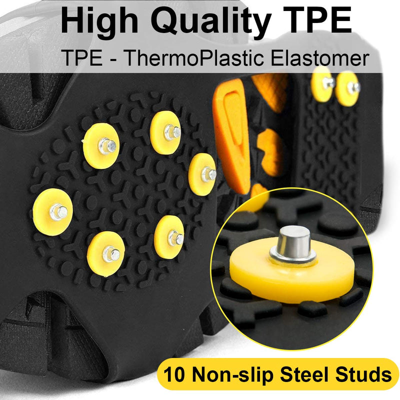 Ice Snow Grips Traction Cleats Anti Slip Ice Cleats Spikes Rubber Crampons with 10 Extra Replacement Steel Studs for Snow Shoes and Boots Ice Walking, Ice Fishing, Hiking Men Women Universal Crampons XL(women:8.5-11.5/men:8-13) - BeesActive Australia