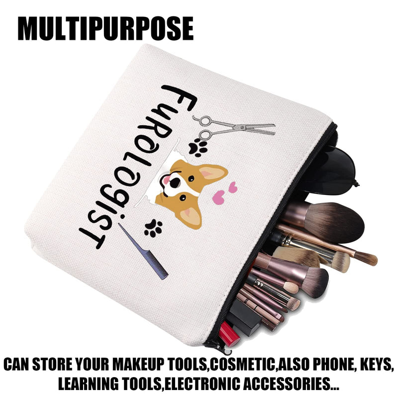JYTAPP Furologist Funny Puppy Stylist Cute Dog Groomer Cosmetic Bag Dog Groomer Survival Kit Makeup Zipper Pouch Bag Pet Grooming Gifts BEIGE - BeesActive Australia