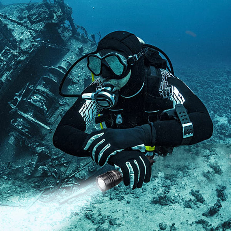 HECLOUD Scuba Diving Flashlight Dive Torch 1200 Lumens IPX8 Waterproof Underwater Safety Light with USB Charger 4 Modes for Submarine Deep Sea Cave at Night Daily Use - BeesActive Australia