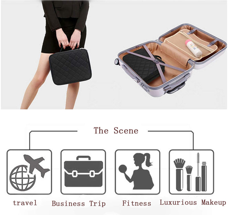 Travel Makeup Pouch ,Double Layer Cosmetic Bags ,Large Cosmetic Bag(25cm*20cm*12cm) , Wash Bag for Women(Black) Black - BeesActive Australia