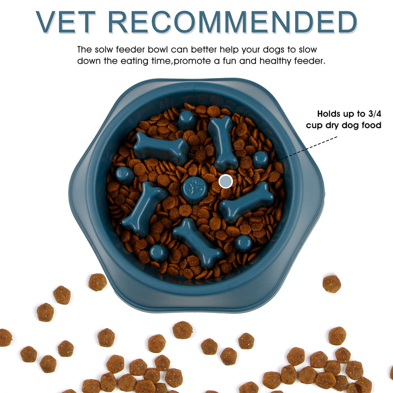 DPOEGTS Slow Feeder Dog Bowl, Puzzle Dog Food Bowl Anti-Gulping Interactive Dog Bowl and Water Dog Bowl for Small/Medium Sized Dogs Bone-Blue-(Not Travel Bowl) - BeesActive Australia
