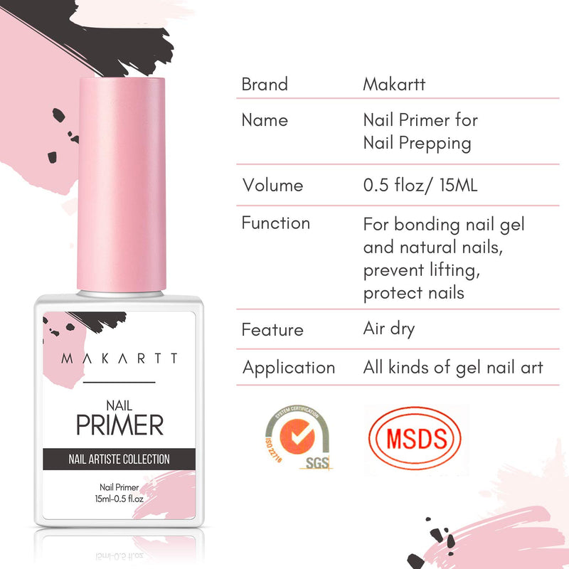 Makartt Nail Dehydrator and Nail Primer Bonder for Nail Prepping, Nail Protein Bond, Superior Bonding Primer for Gel Nail Polish Poly Extension Gel Acrylic Powder 0.5 oz P-123 - BeesActive Australia