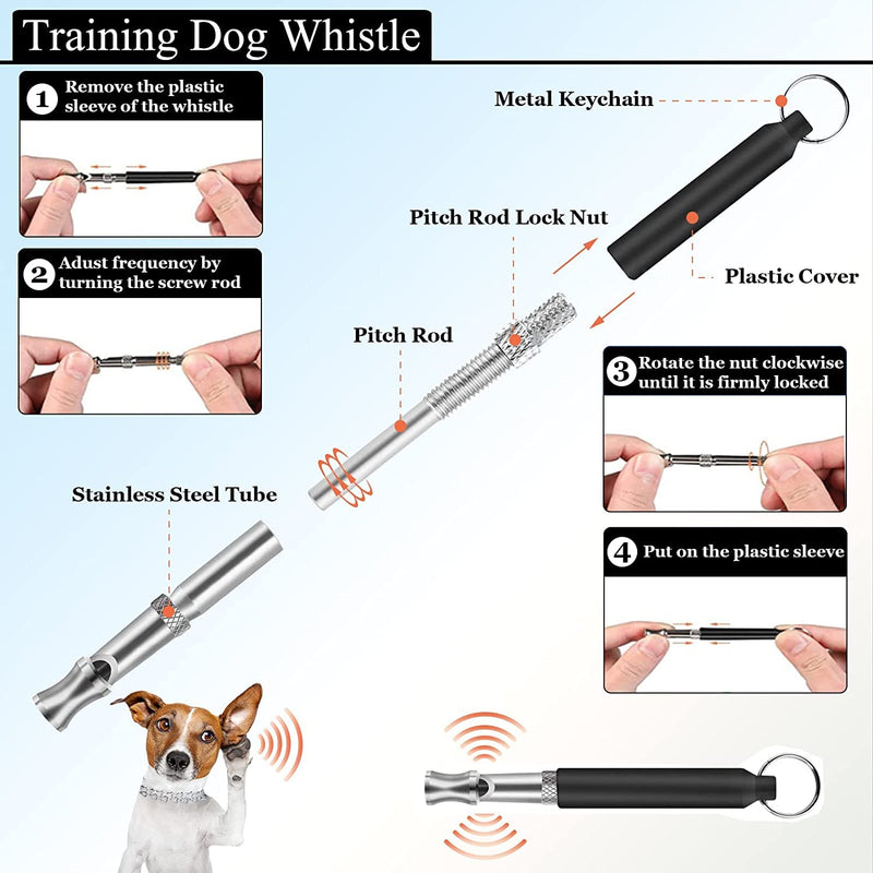 Dog Whistle to Stop Barking Neighbors Dog - Dog Clicker Anti Barking Device 2 Dog Training Whistles with Black Lanyard - Dog Whistle Training - Dog Clicker for Training - Dog clicker and lanyards - BeesActive Australia