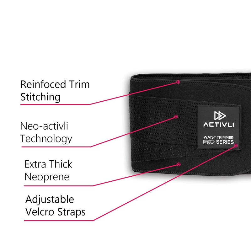 ACTIVLI Waist Trimmer Lumbar Support Belt for Men & Women - A Perfect Stretchable and Breathable Stomach Slimmer (Black, S-M) - BeesActive Australia