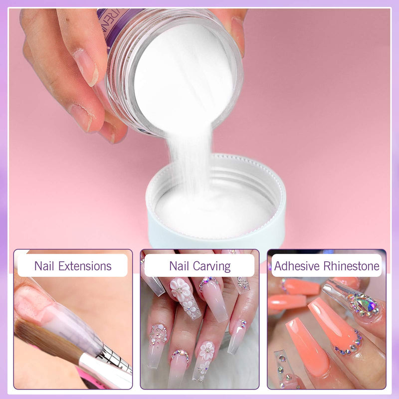 Vrenmol Clear Acrylic Powder - Professional Polymer Nail Powder 4oz Big Capacity Nail Art System for Acrylic Nails Extension No Need Nail Lamp 120g Clear Acrylic Powder - BeesActive Australia