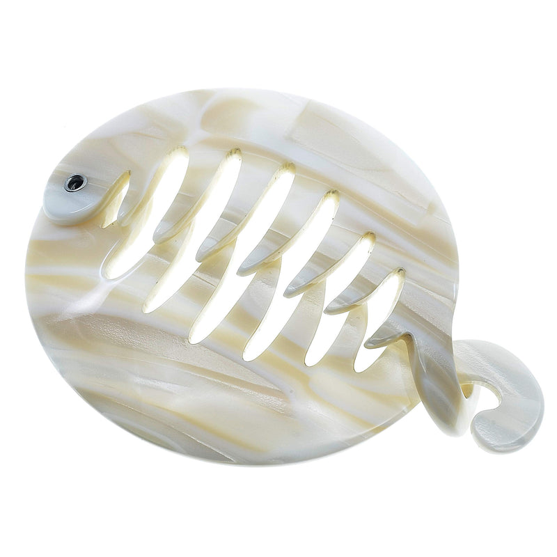 Camila Paris CP2338 3.25 inch French Banana Clip Hair Comb, Round Beige Girls Ponytail Holder Interlocking Banana Combs For Volume Thick Hair. Fashion Styling Hair Accessories for Women Made in France Beige Handmade - BeesActive Australia