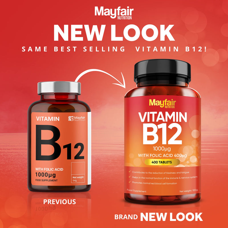 Vitamin B12 Supplements with Folic Acid - 200 Tablets of 1000mcg Vegan B12 - Non-GMO & Gluten-Free - Made in UK - BeesActive Australia