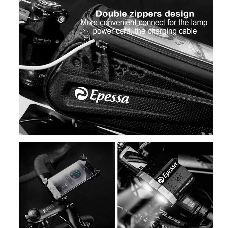 Epessa Bike Phone Mount Bag,Bicycle Waterproof Front Frame Top Tube Handlebar Bag with Sensitive Touch Screen for Cellphone Below 6.7'',Large Capacity ES3-frame - BeesActive Australia