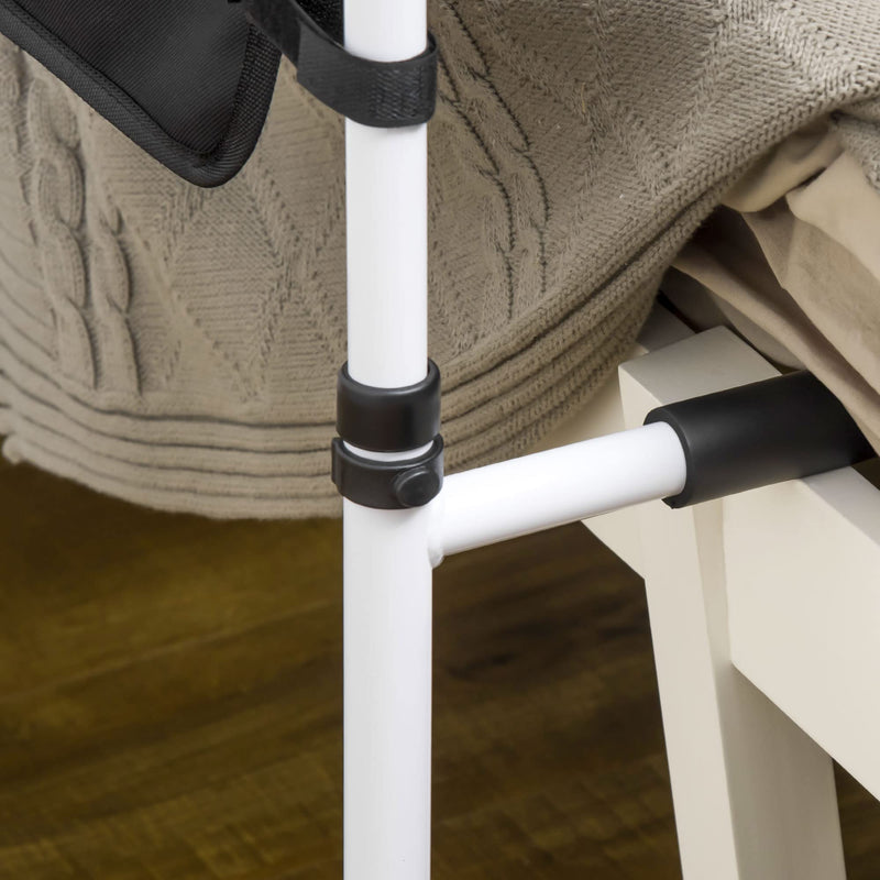 HOMCOM Safety Bed Rail, Height Adjustable Bed Assist Rail with Storage Pocket, Grab Bar for Disabled and Senior, White - BeesActive Australia