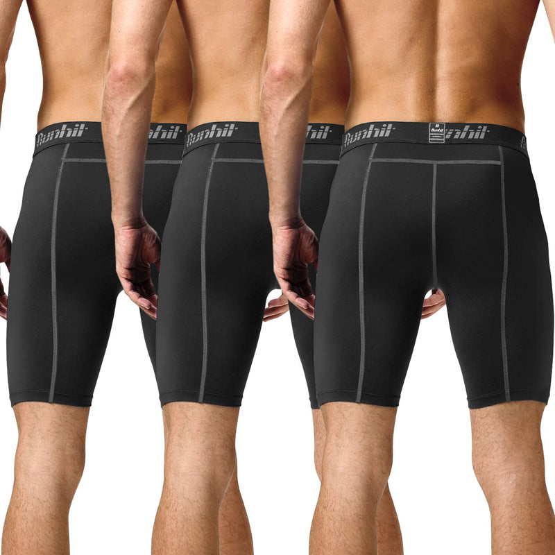 Runhit Compression Shorts Men Underwear Spandex Running Shorts Workout Athletic 3 Pack:black Grey Small - BeesActive Australia