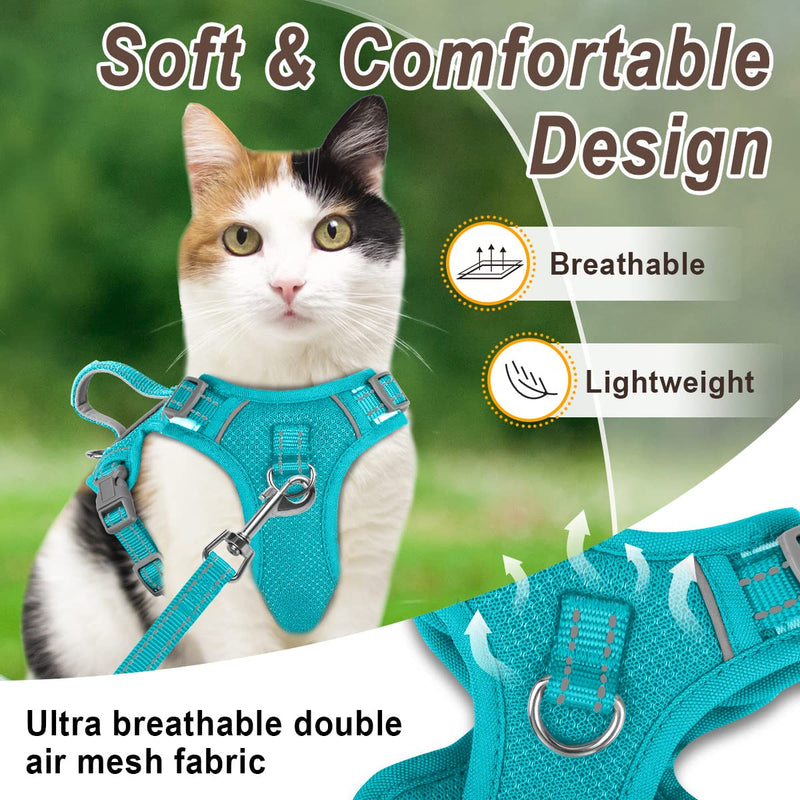 Cat Harness and Leash Set for Walking Escape Proof for Small Large cat Kitten Harness with ID tag Pocket X-Small Blue - BeesActive Australia