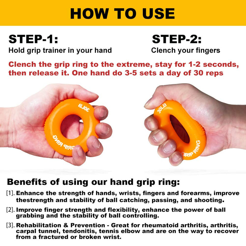 Boaton Hand Grips for Home Workouts Like Basketball, Football, Pull-ups, Weightlifting, Rock Climbing, Basketball Football Training Equipment, Pull-ups Basketball Football Gear for Boys and Girls 30LB-orange - BeesActive Australia