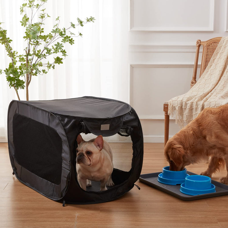 PETLIKE Pop Up Dog Kennels Large Dog Bed, Portable Car Seat Dog Kennel Waterproof for Indoor Outdoor Travel, Collapsible Foldable Cat Cage Carrier Black - BeesActive Australia