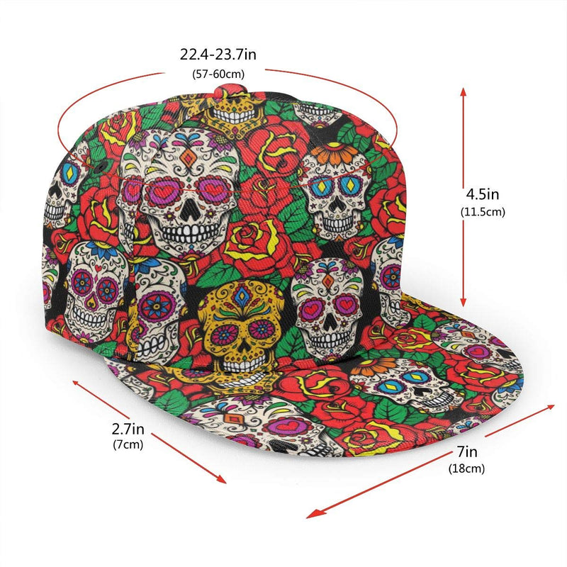 antkondnm Abstract Pattern On Occult Theme Flat Bill Brim Cap, Cool Hip Hop Trucker Hat Men Women Adjustable Baseball Caps Mexican Sugar Skulls - BeesActive Australia