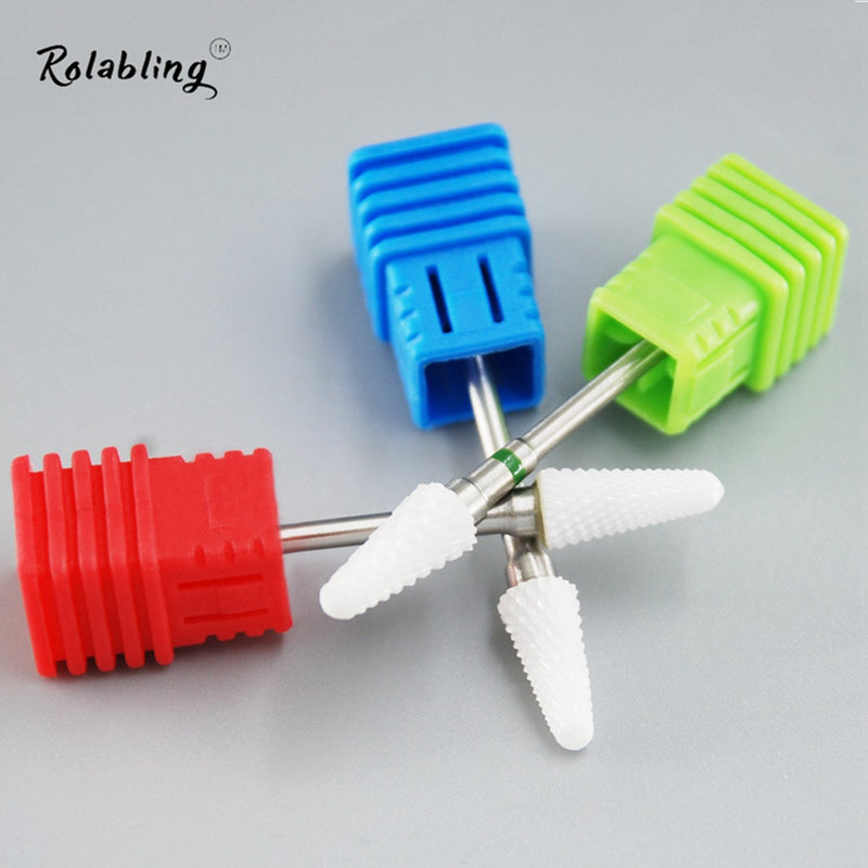 Rolabling Ceramic Nail Drill Bit White Flame Nail Drill Bit for Electric Drill Manicure Machine Nail Salon Tool (Coarse Green) Coarse Green - BeesActive Australia