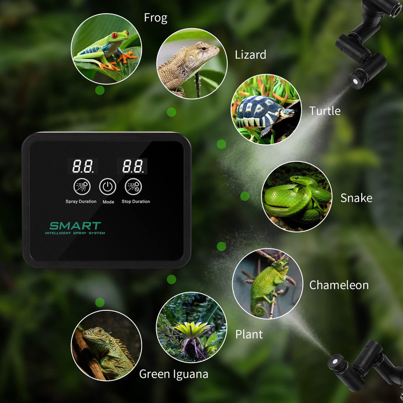 Reptile fogger Smart Spray System, Reptile Humidifiers Automatic with Timer, Reptile Mister with 360°Adjustable Misting Nozzles for Terrariums Amphibian Lizard Snake Frog Plants - BeesActive Australia