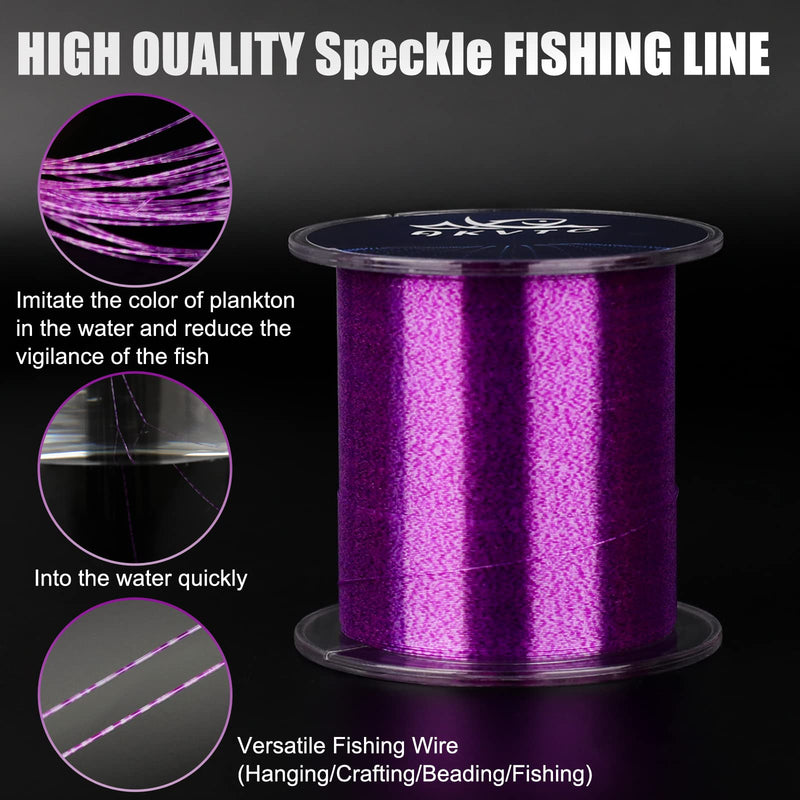 AKvto Speckle Monofilament Fishing Line - Strong Abrasion Resistant Mono Line, Mono Fishing Line 10-35LB, Superior Camouflage Nylon Material Mono Fishing Line 0.40MM/25LB/300YDS Purple Fishing Line - BeesActive Australia